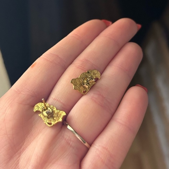 Unique Vintage Gold Dainty Cloisonné Butterfly Earrings - Picture 5 of 5